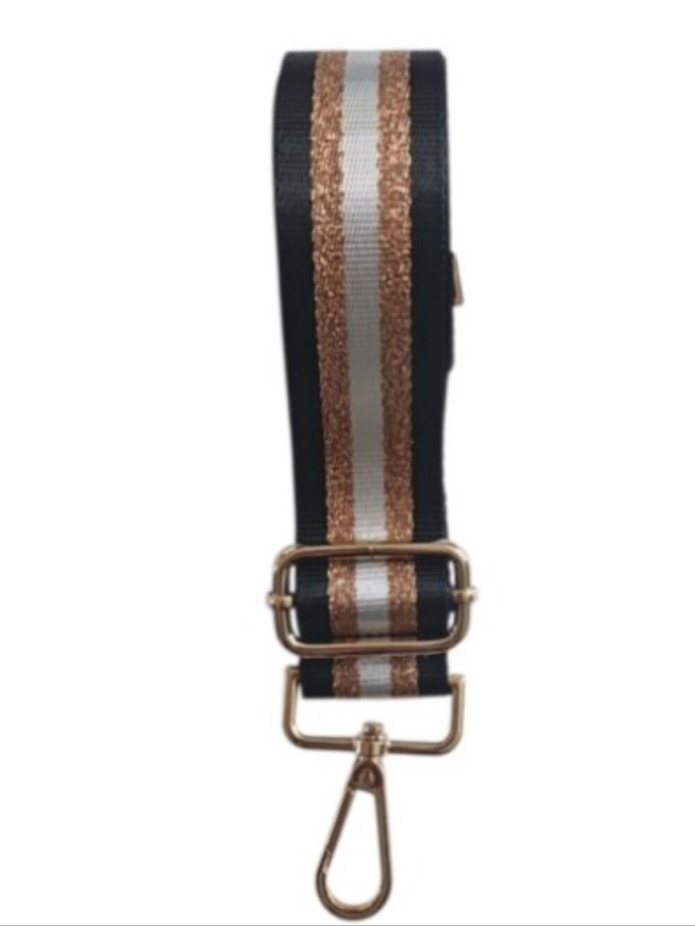 Striped Bag Strap Black Brown Gold Adjustable Crossbody Replacement Purse Strap